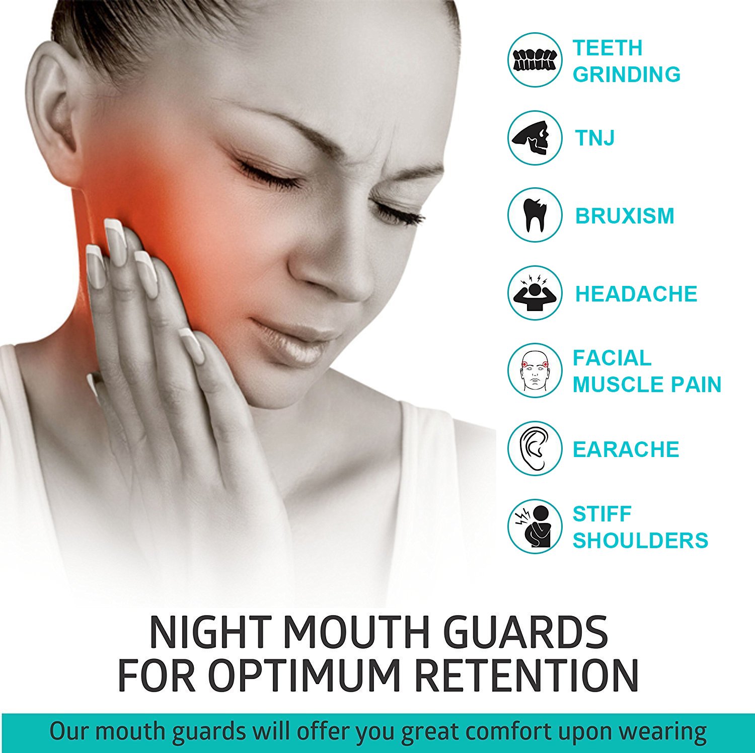 Professional Dental Sleep Mouth Guards - Pack of 6 - Eliminates Teeth Grinding Clenching Bruxism TMJ, BPA-Free Custom Mouldable Snore Night Guards Mouthpiece for Youth Women Men Boys Girls Adult