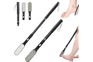 VIVEBEI Long Handle Foot Scrubber with Toe Gap Cleaner, 18.8" - 25.9" Telescopic Toe Cleaning Brush, Foot File Callus Remover