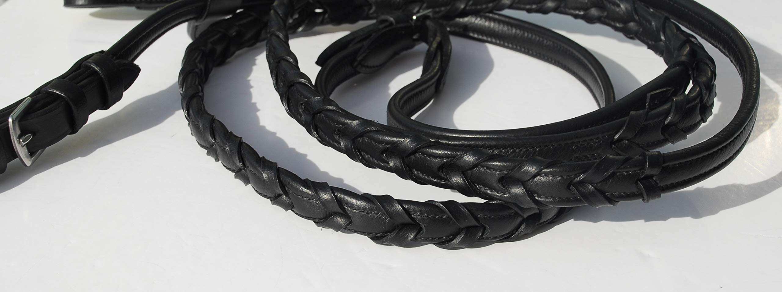 Rhinegold Softee Leather Laced Reins-Black