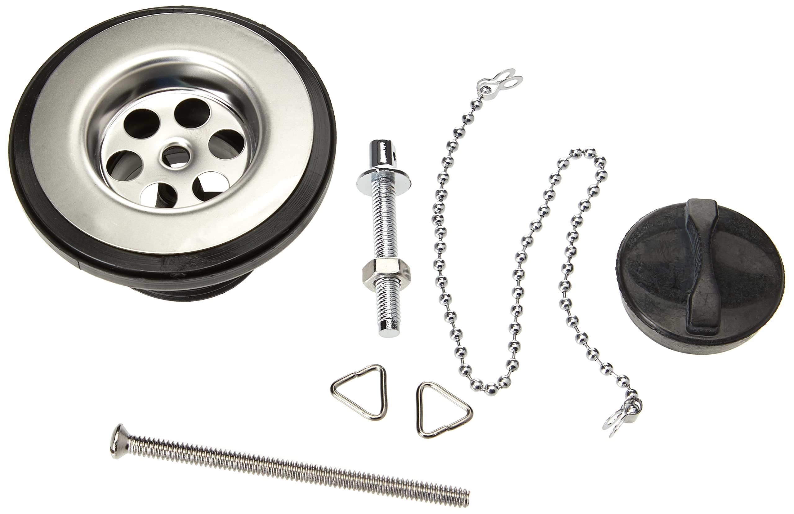 Merriway BH04442 Unslotted Basin Waste with Plug and 10 inch Chain, Plastic 32mm (1.1/4 inch) - White