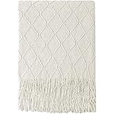 BOURINA Beige Throw Blanket 60x80 Inches Throw Textured Solid Soft Sofa Throw Couch Knitted Decorative Blanket