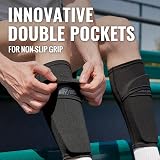 Northdeer Boys Football Shin Guards with Sleeves M Black view 2