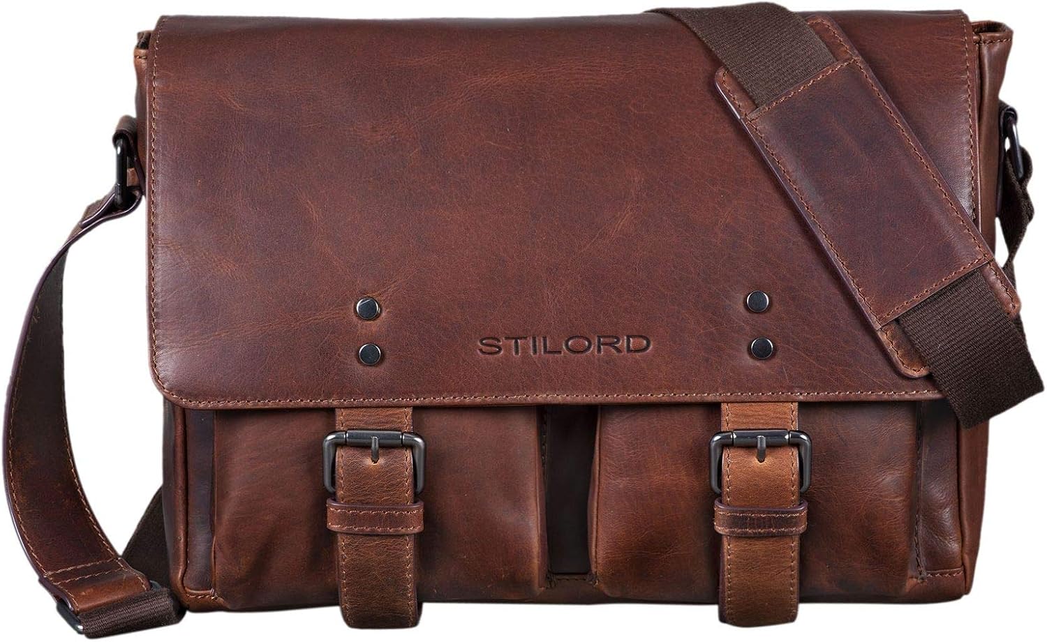 STILORD "Hunter" Leather Messenger Bag 13 Inch Laptop Bag Vintage Shoulder Bag Briefcase for Men Satchel in Genuine Leather Colour:Mocca - Image 4