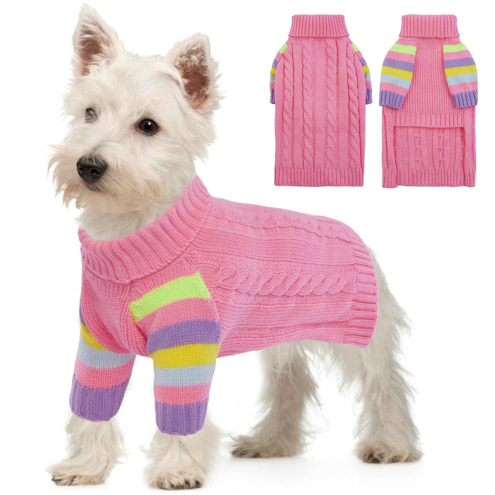 OUOBOB Dog Jumper, Turtleneck Pullover Winter Puppy Sweater, Christmas Outfits, Pet Sweatshirt Apparel Knitwear for Small Dogs Girls Boys, Dachshund, Frenchie, Chihuahua XS — image 1