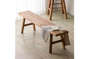 HXFAAFXH Farmhouse Wood Bench Indoor Dining Bench Seat for Living Room and Entryway with Armless Design and Short Height, Solid Wood Shoe Bench for Room, Bedroom(100x30x45/39.4x11.8x17.7in)