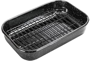 Roasting Pan with Rack, 16 x 11 Inch Rectangular Roasting Pan, 20lb Turkey Roaster Pot, Large Oven Roaster Tray for Baking Turkey by JY COOKMENT