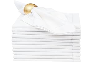 Lightnpro Decorative Cloth Dinner Napkins with Hemstitched, Wedding, Cocktail & Party Napkins, Mitered Corners, Machine Washa