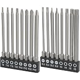 Bates- Long Screwdriver Bits Set, 16 pcs, 1/4 Hex Shank, Slotted, Phillips, Hex and Tamper Proof Torx Bits, S2 Steel Magnetic 3.94 Inch Long Drill Bit Set with Holder