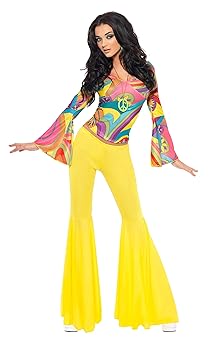 Smiffys, Damen 70er Groovy Babe Kostüm, Oberteil und Schlaghose, Größe: S, Nummer
