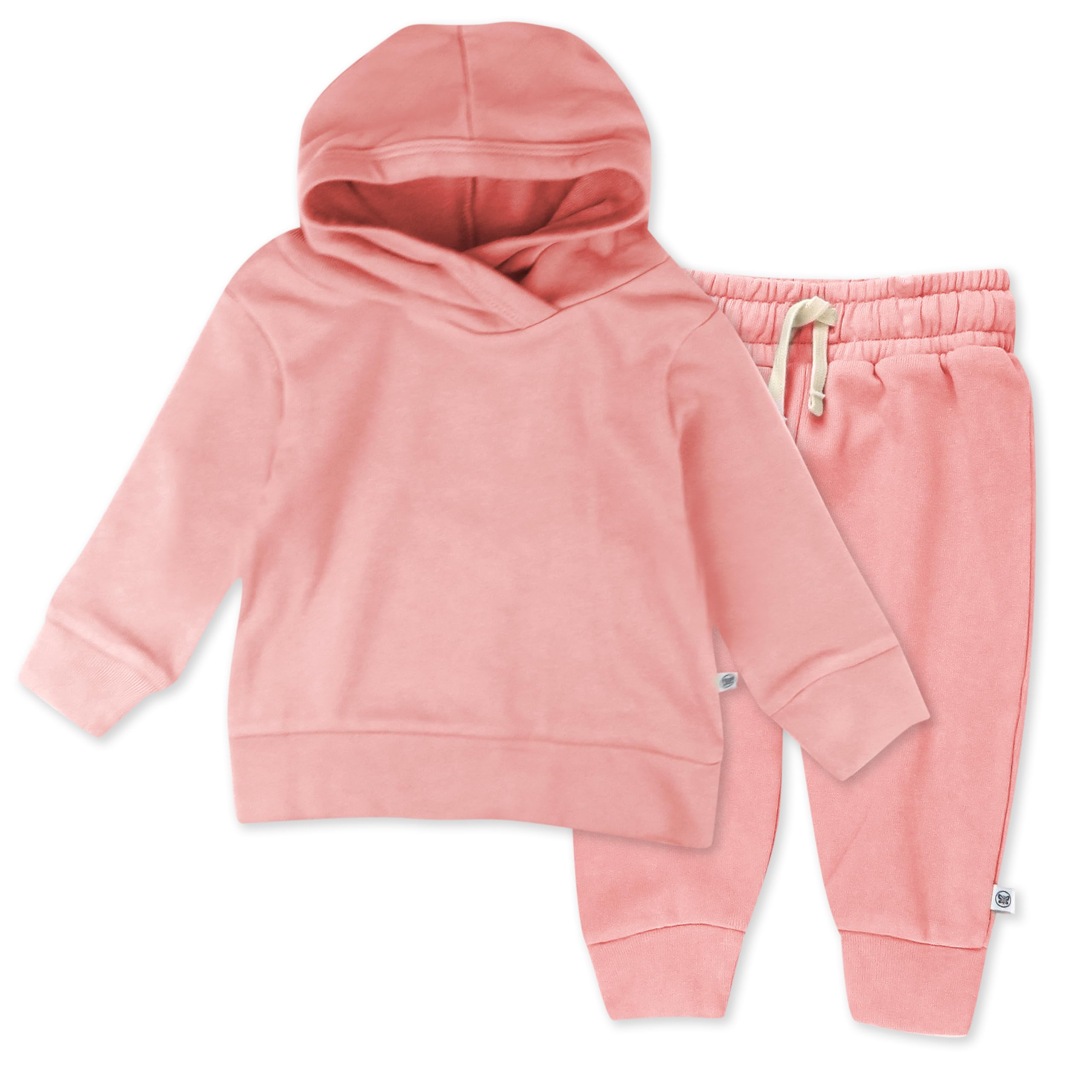 HonestBaby Light Weight Hoodie & Sweatpant Set 100% Organic Cotton for Toddler, Baby Boys, Girls, Pink, 24 Months
