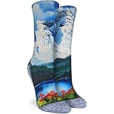 Good Luck Sock Women's Bob Ross, Mountain & Lake, Adult, Shoe Size 5-9