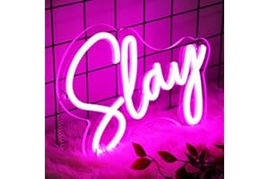 Neonawall Pink Slay Neon Sign - Led Neon Light Sign for Bedroom Room Decor USB Operated Game Center Slay Neon Light for Girls Aesthetic 16"