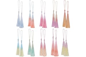 Bewudy 20 Pcs Mini Tassels Bookmark, Colorful Silk Tassels for Handmade Crafts, Jewelry Making DIY Projects, 13cm/5in (Color A)