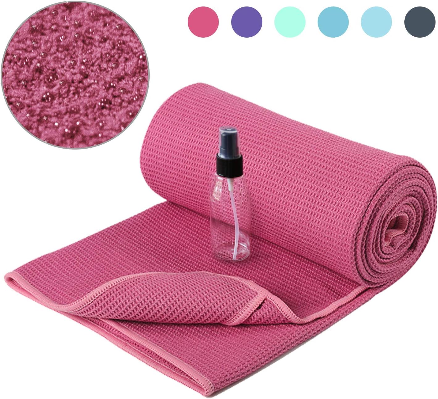 Heathyoga Non Slip Yoga Towel, Exclusive Corner Pockets Design, Microfiber and Silicone Coating Layer, Free Carry Bag and Spray Bottle, Perfect for Hot Yoga, Bikram and Pilates : Sports & Outdoors