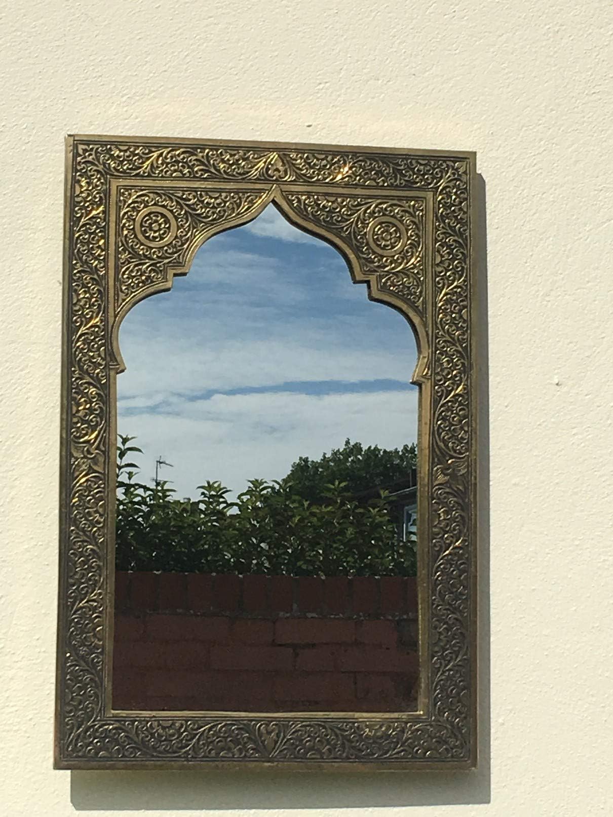 Medium Moroccan brass mirror with traditional design