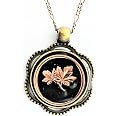 Cut Coin Canadian Penny Maple Leaves Resin Necklace Brass