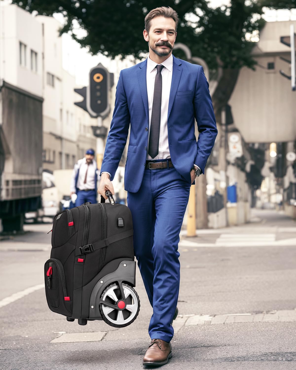 MATEIN Rolling Bag with Wheels, 17 Inch Extra Large Laptop Roller Backpack for Adults with Anti Theft Lock & USB Charging Port, Water Resistant Wheeled Bag Carry On Luggage for Teacher Work Travel Men