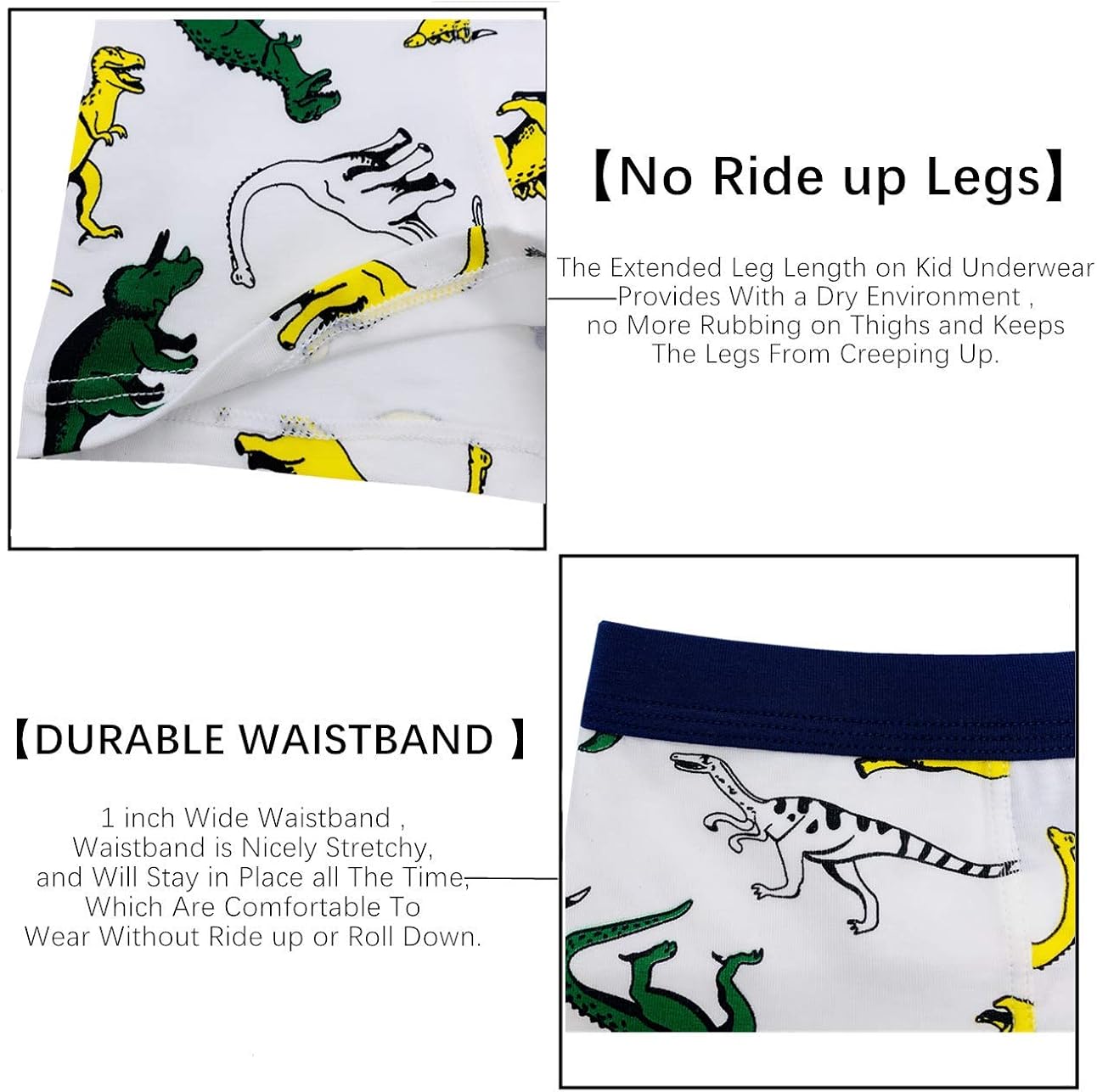 Boys Kids Soft Cotton Fashion Boxer Briefs Underwear 5 Pack: Clothing
