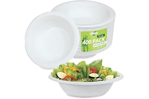 Eco-Craze Bagasse Bowls, Sugarcane Fiber Disposable Bulk Paper Bowls for Party, Biodegradable Bowls for Soup, Milk, Cereals, 