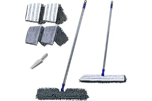 Microfiber Flip Mop,Masthome Flat Mop with Stainless Steel Handle,Mops for Floor Cleaning and 4 Reusable Washable Mops Pads,Wet & Dry Dust Mopping for Hardwood,Vinyl,Laminate,Tile Cleaning