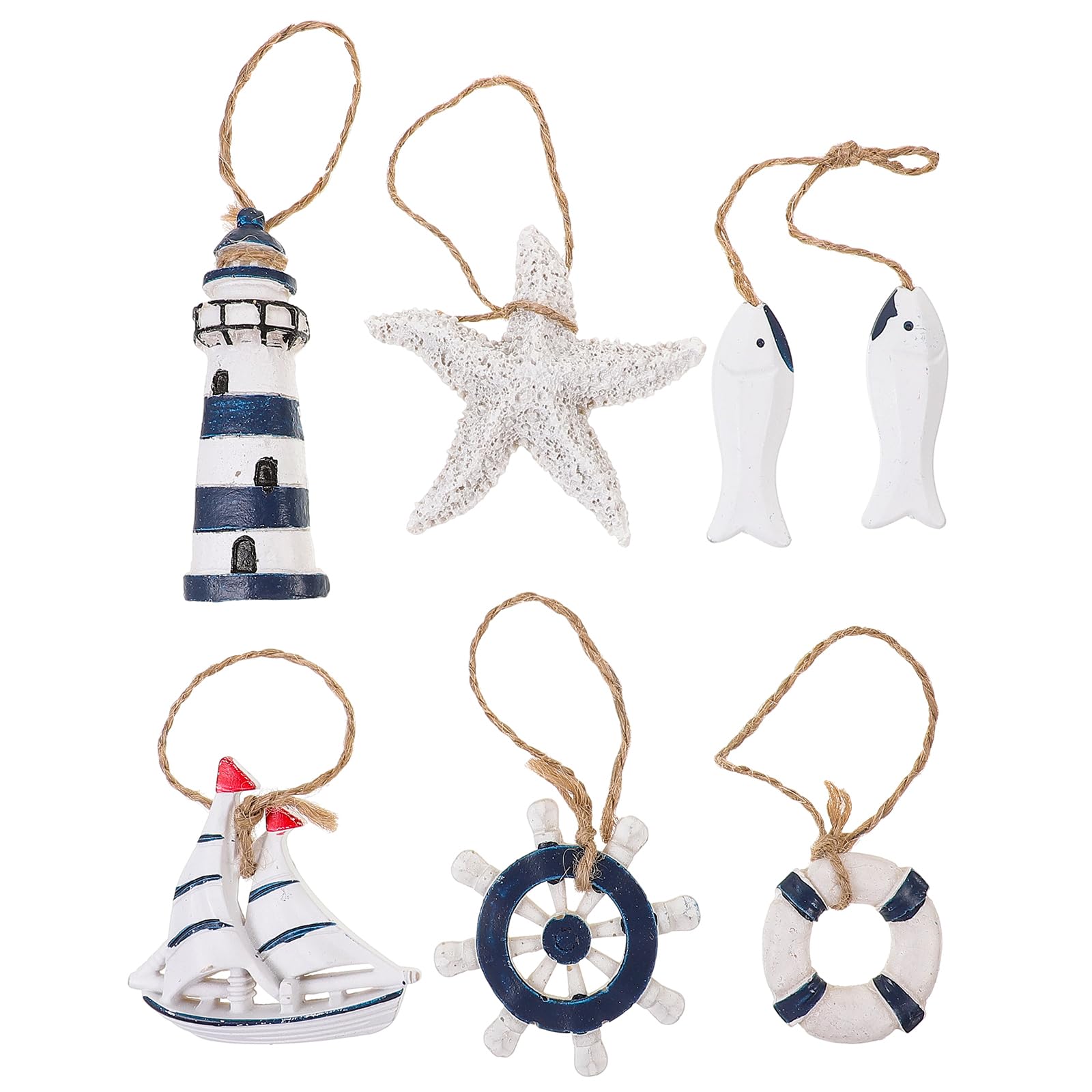 ABOOFAN 6pcs mediterranean pendant Hanging Pendant nautical marine Decorations Small Nautical Hanging Decorations Mediterranean Hanging Ornament home decor Fashion resin seaside mural
