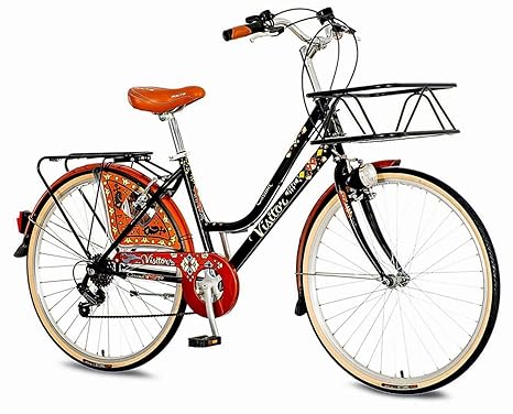 breluxx 26 Zoll Damenfahrrad Venera Fashion Caramel Citybike Korb + Licht Retro Damenrad, 6 Gang Shimano
