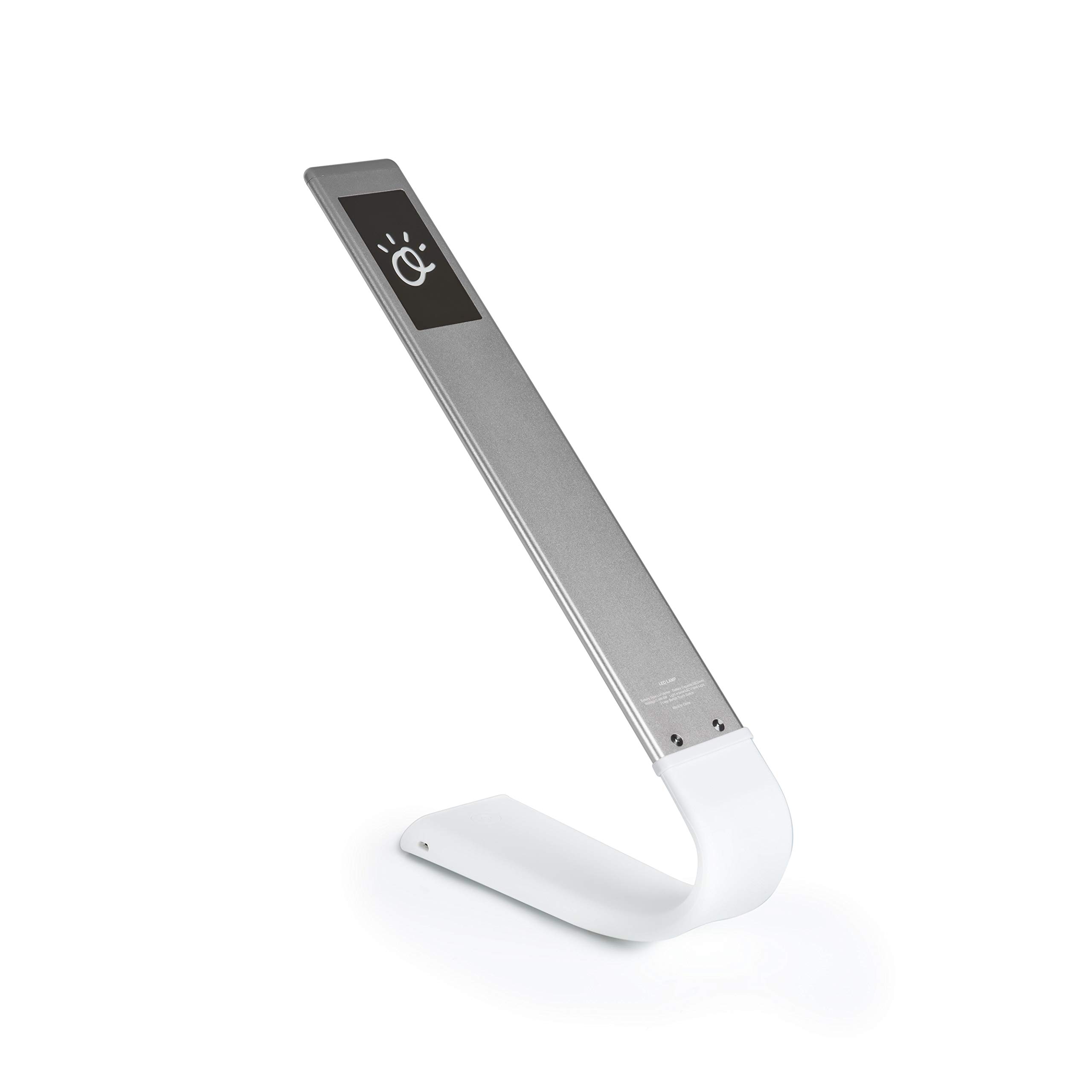 Oculamp by Ocushield Eye Safe Anti Blue Light Desk Lamp, Portable with Touchpad, Dimmable with 3X Color Settings, USB Charging with 20 Hours of Light (Silver)