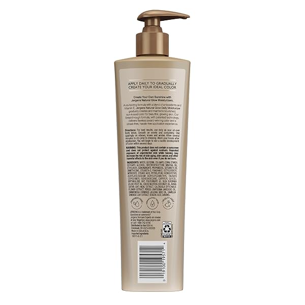 JERGENS NATURAL GLOW SELF TANNER BODY LOTION, SUNLESS TANNING, MEDIUM TO DEEP SKIN TONE, DAILY MOISTURIZER WITH COCONUT OIL, VITAMIN E AND ANTIOXIDANTS 10 OZ