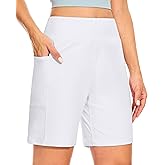 Blouty Women's 7" Bermuda Shorts with Pockets High Waisted Stretch Athletic Long Shorts for Women Workout Casual
