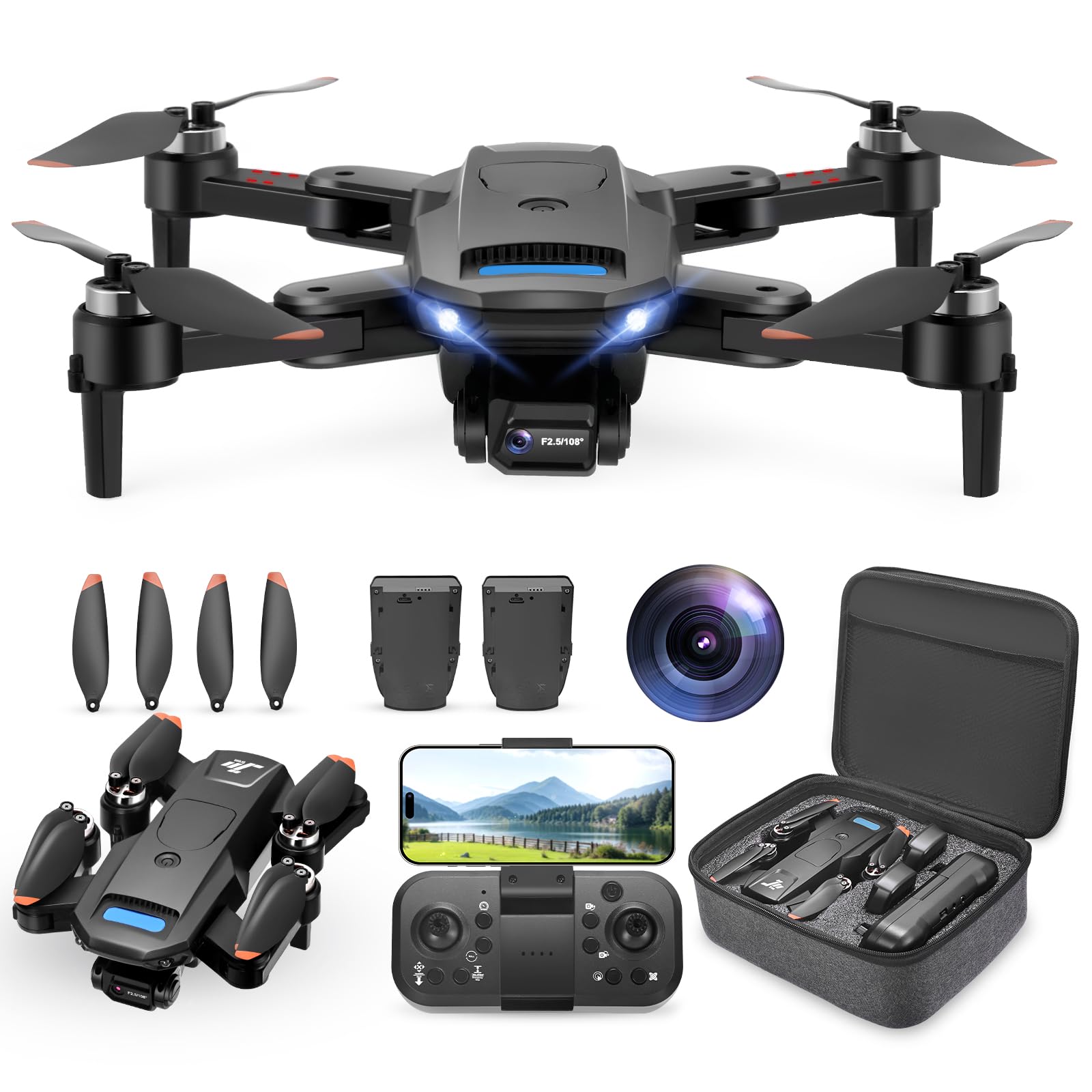 Drone with Camera for Kids and Adults: 4k Foldable RC Drones with One-Key Return to Home/Takeoff/Landing, Headless Mode, Real-Time Video Transmission, Path Flight - Best Drone Toys for Kids Gifts