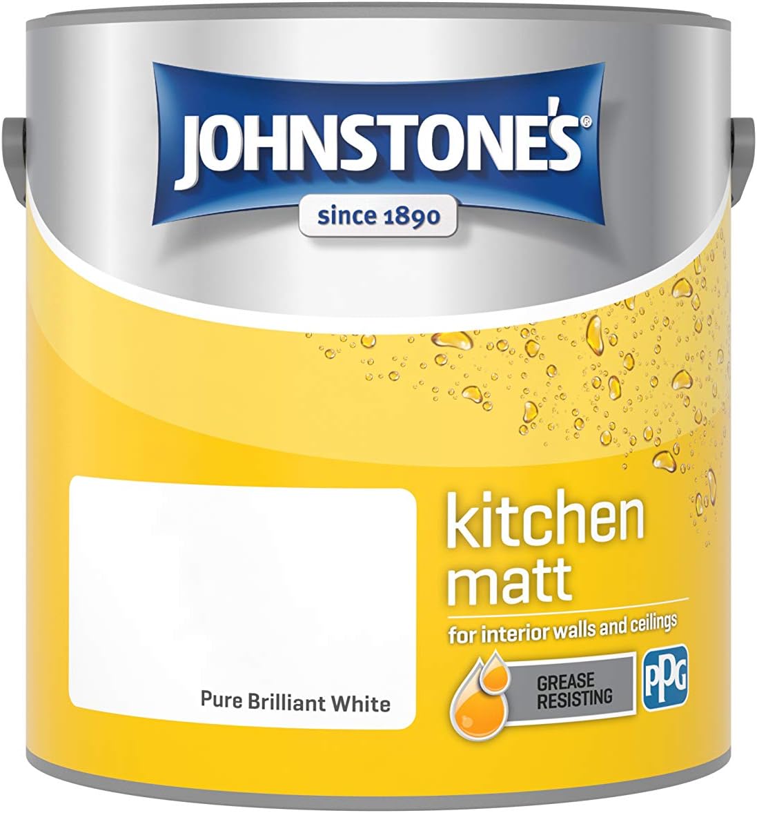Johnstone's, Kitchen Paint, Brilliant White, Matt Finish, Grease & Stain Resistant, Suitable for Kitchen Walls & Ceilings