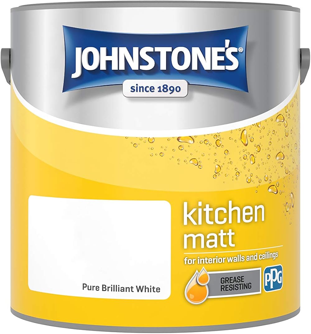Johnstone's Kitchen Paint Brilliant White Matt 2.5L Grease Resistant 12m2
