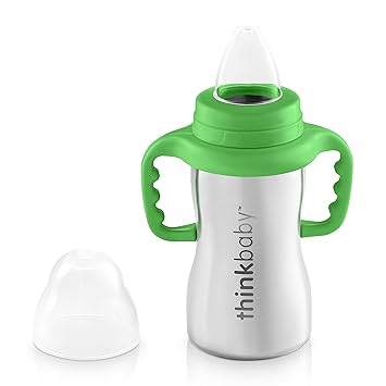 green kid stainless steel baby bottle