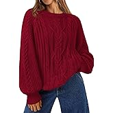 Trendy Queen Women's Oversized Cable Knit Crewneck Fall Pullover Sweaters