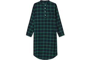 Latuza Men's Long Sleeves Cotton Flannel Nightshirt Nightgown