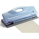 Officemate Adjustable 6-Hole Punch - 8 Sheet Capacity, Paper Punch for Planners and Binders, Fits Mini/Pocket, A6, Personal, A5 and Half Letter Paper, Easy-Read Guide, Blue