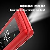 uleway Big Button Mobile Phone for Elderly SIM Free 2G Red Flip SOS Torch view 4