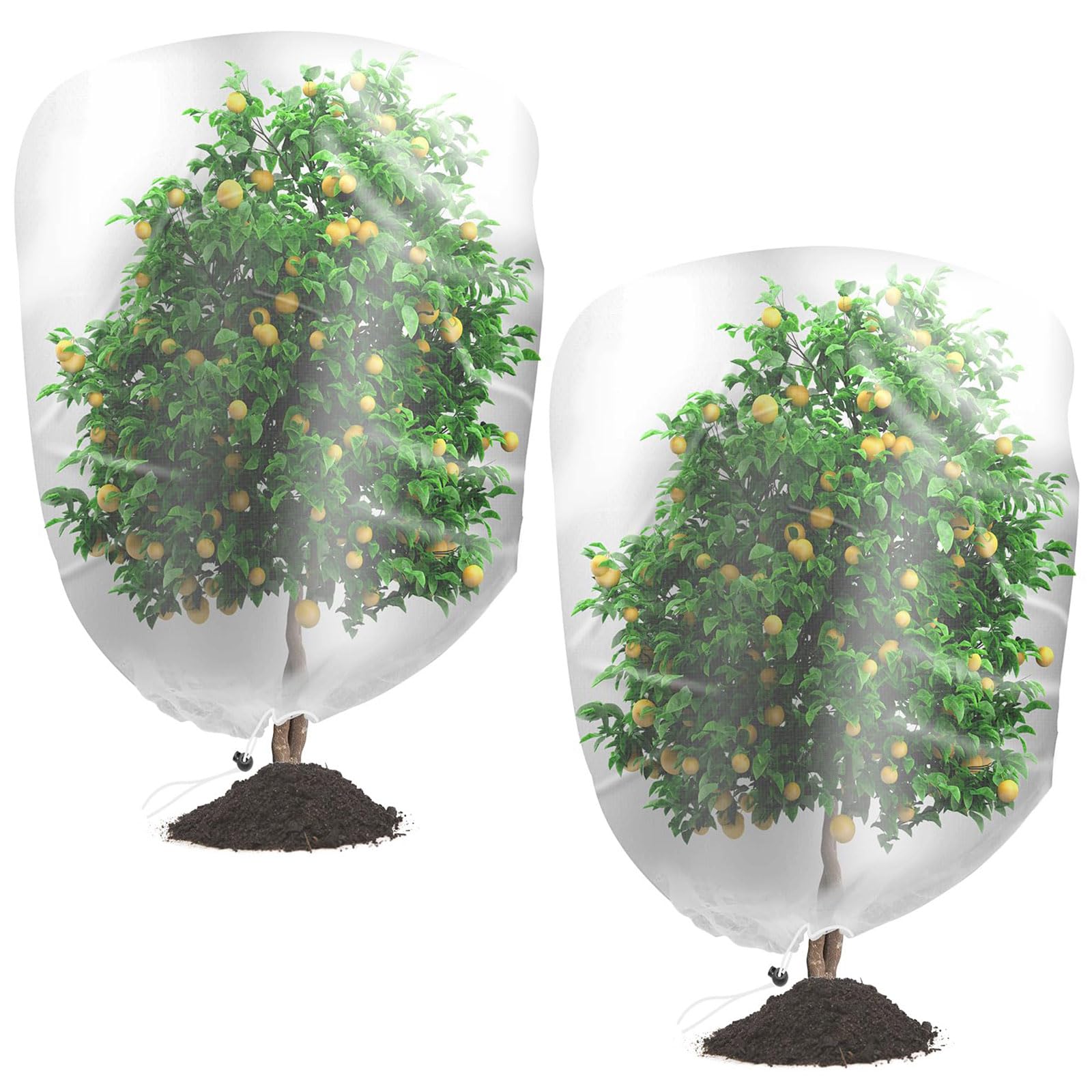 iwiio Bird Netting for Garden Protection - 2 Pack Fruit Tree Netting with Drawstring, Garden Netting Mesh, Cherry Tree Netting Mesh, Protect Plants Fruits Flower from Insect Bird Eating(80x120cm)