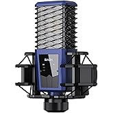 BASN BMS2 Cardioid Condenser Microphone, Large Diaphragm XLR Studio Recording Mic for Podcasting, Singing, Streaming (Blue)
