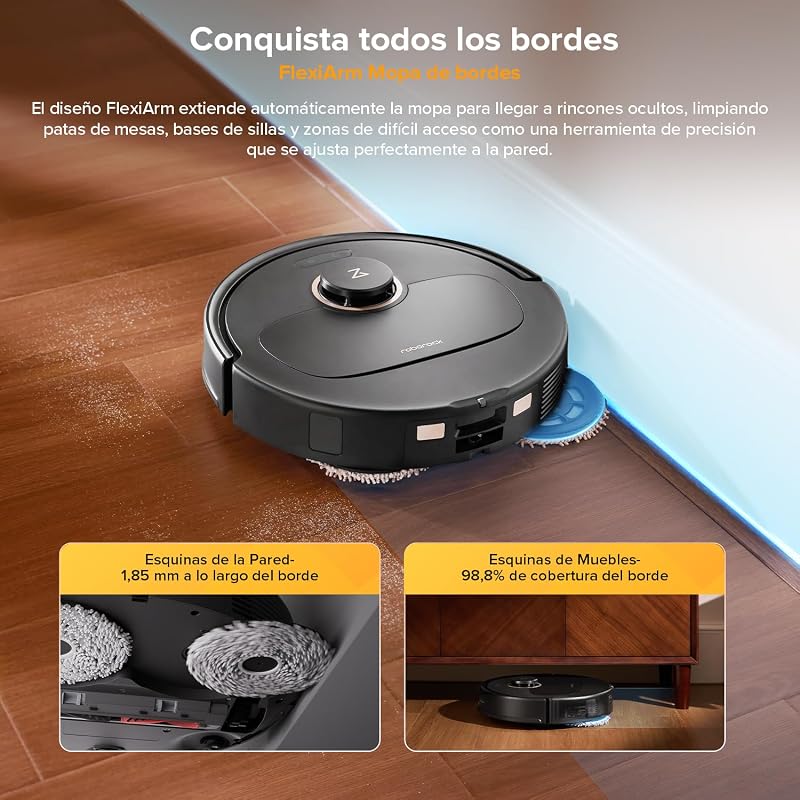 Aspirador Robô Qrevo S5V 12.000Pa Sucção, Escova Anti-Emaranhado Dupla, Prevenção Inteligente de Obstáculos, Mopa Rotativa Dupla Levantável, Auto-Esvaziamento e Recarga, Preto