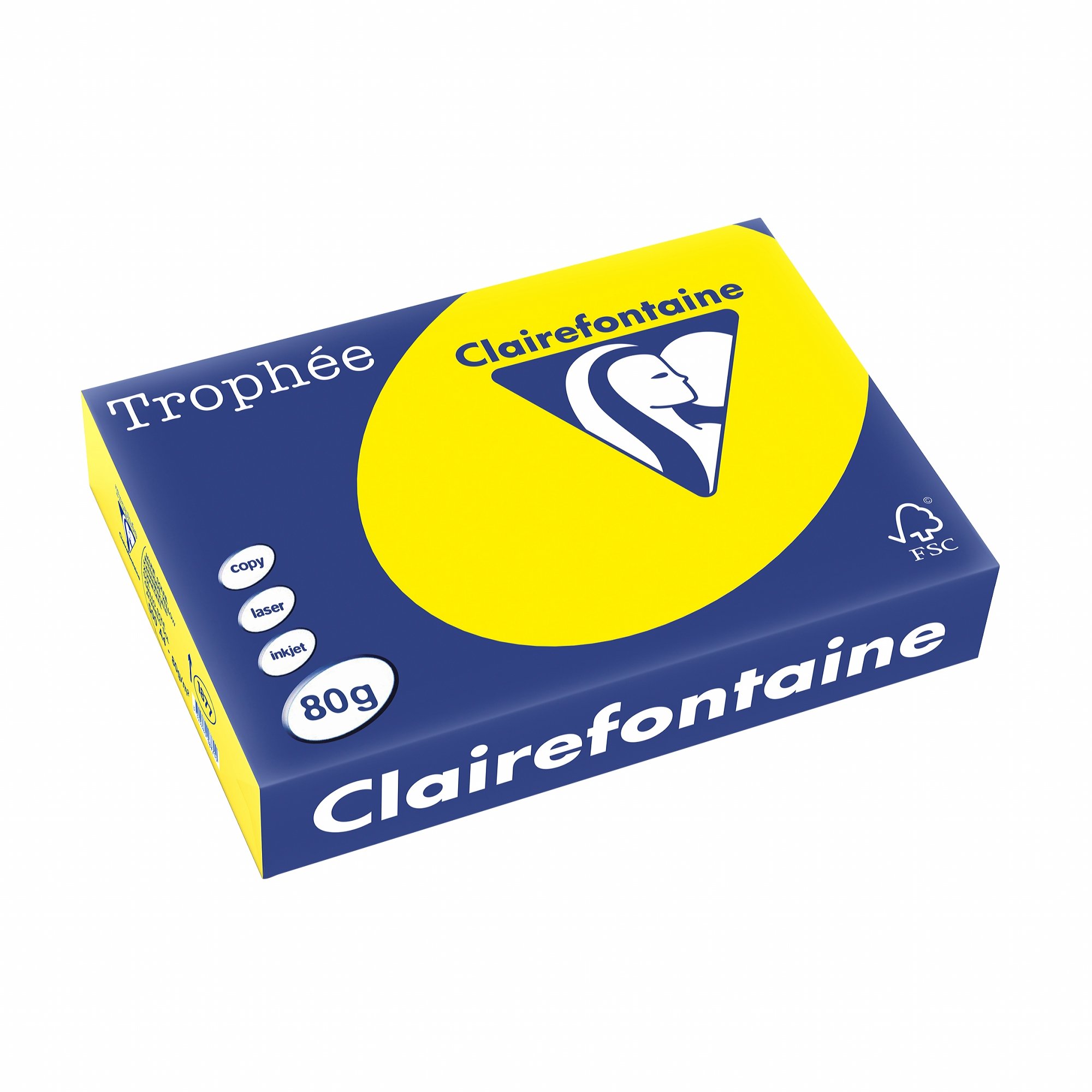Clairefontaine Trophee Colours Paper 80gsm Ream-wrapped A4 Intense Yellow Ref 1877 [500 Sheets]
