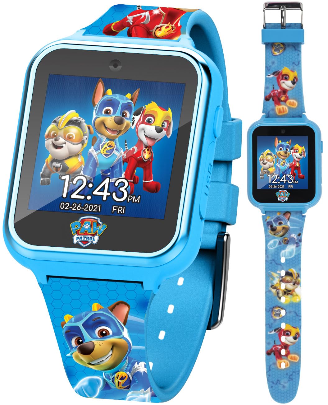 Accutime Paw Patrol Smart Watch with Camera for Kids and Toddlers - Interactive Smartwatch for Boys & Girls Featuring Games, Voice Recorder, Calculator, Pedometer, Alarm, Stopwatch, with USB Cable