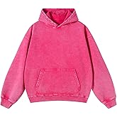 KEEPSHOWING Mens Oversized Hoodies Vintage Hoodie Couples Pullover Acid Wash Hoodies for Men Streetwear Sweatshirts