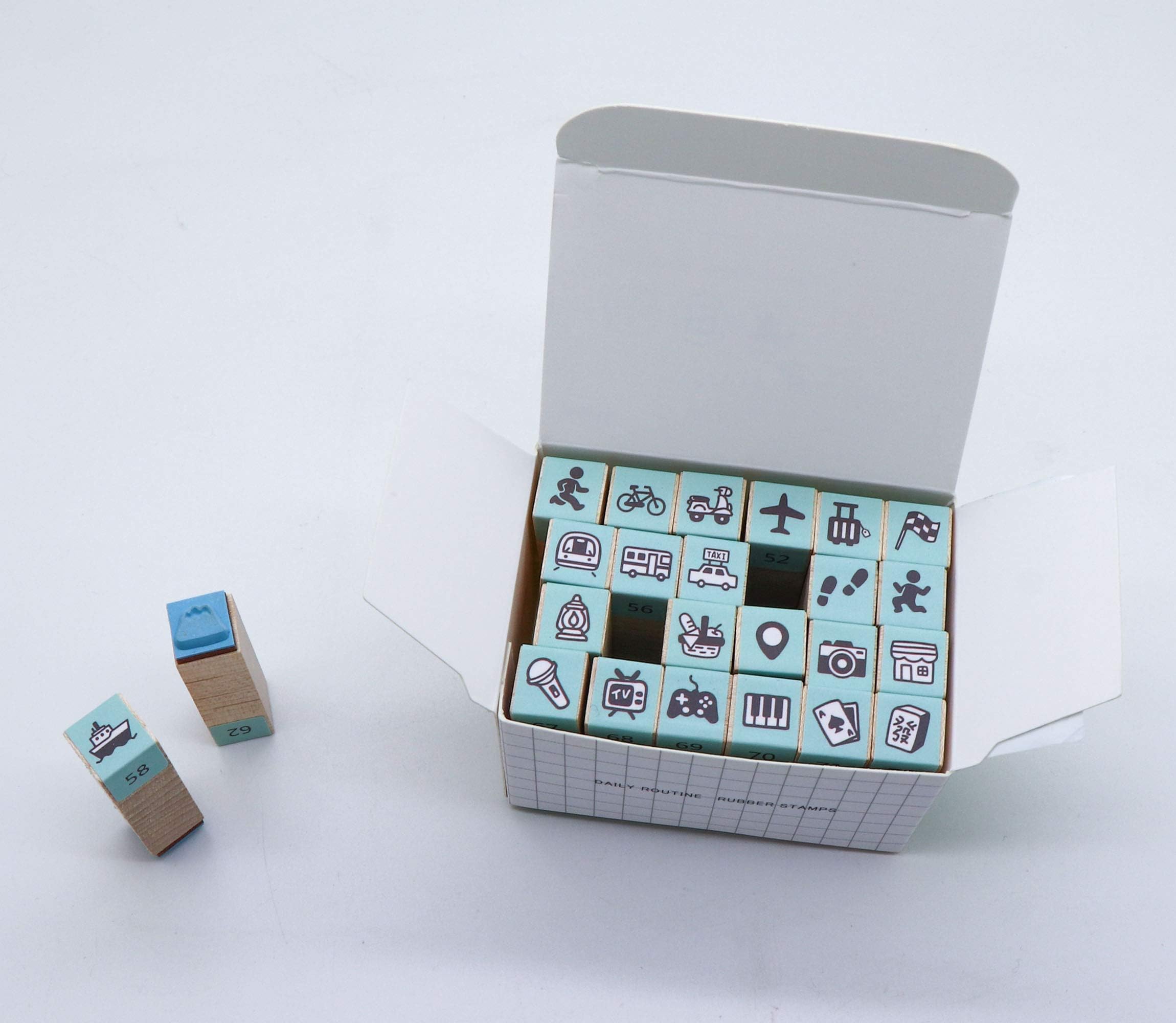 Micia Crafts 24pcs Diary Routine Wooden Rubber Stamp Set-Travel