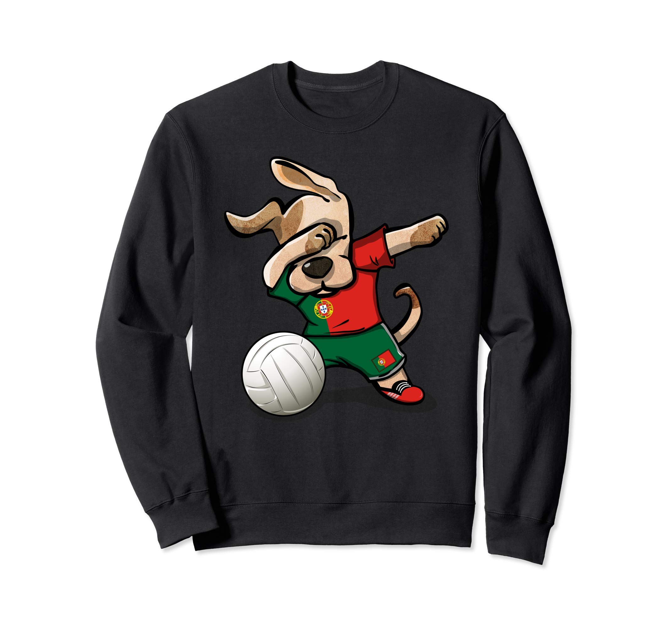 Dabbing Dog Proud Portugal Volleyball Lovers Portuguese Flag Sweatshirt