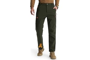 Libin Men's Fleece Lined Hiking Pants Snow Ski Water Resistant Thermal Zipper Pockets Insulated Softshell Cold Weather