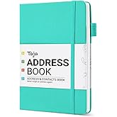 Taja Address Book with Alphabetical Tabs,Hardcover Address Book Large Print for Record Contacts, Small Address Book to Store 