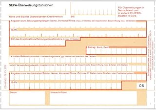 SEPA Überweisungsformular Zahlschein 100 Stück 2-fach selbstdurchschreibend 326211
