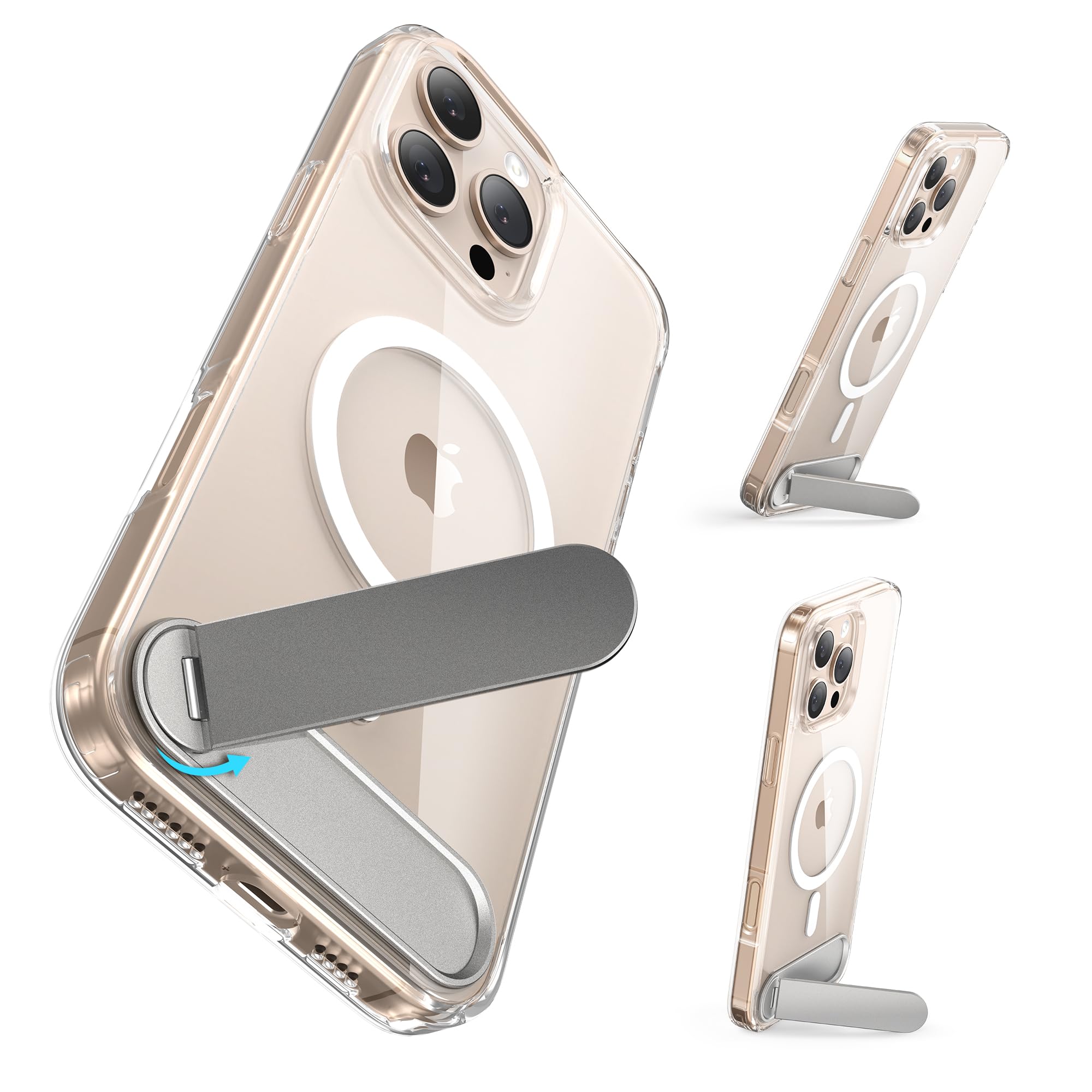 Niunisi Magnetic Case for iPhone 16 Pro Max Case Stand, [Rotatable Built-in Kickstand] [Compatible with Mag Safe] Military Shockproof Slim Phone Case for iPhone 16 Pro Max 6.9 Inch, Clear