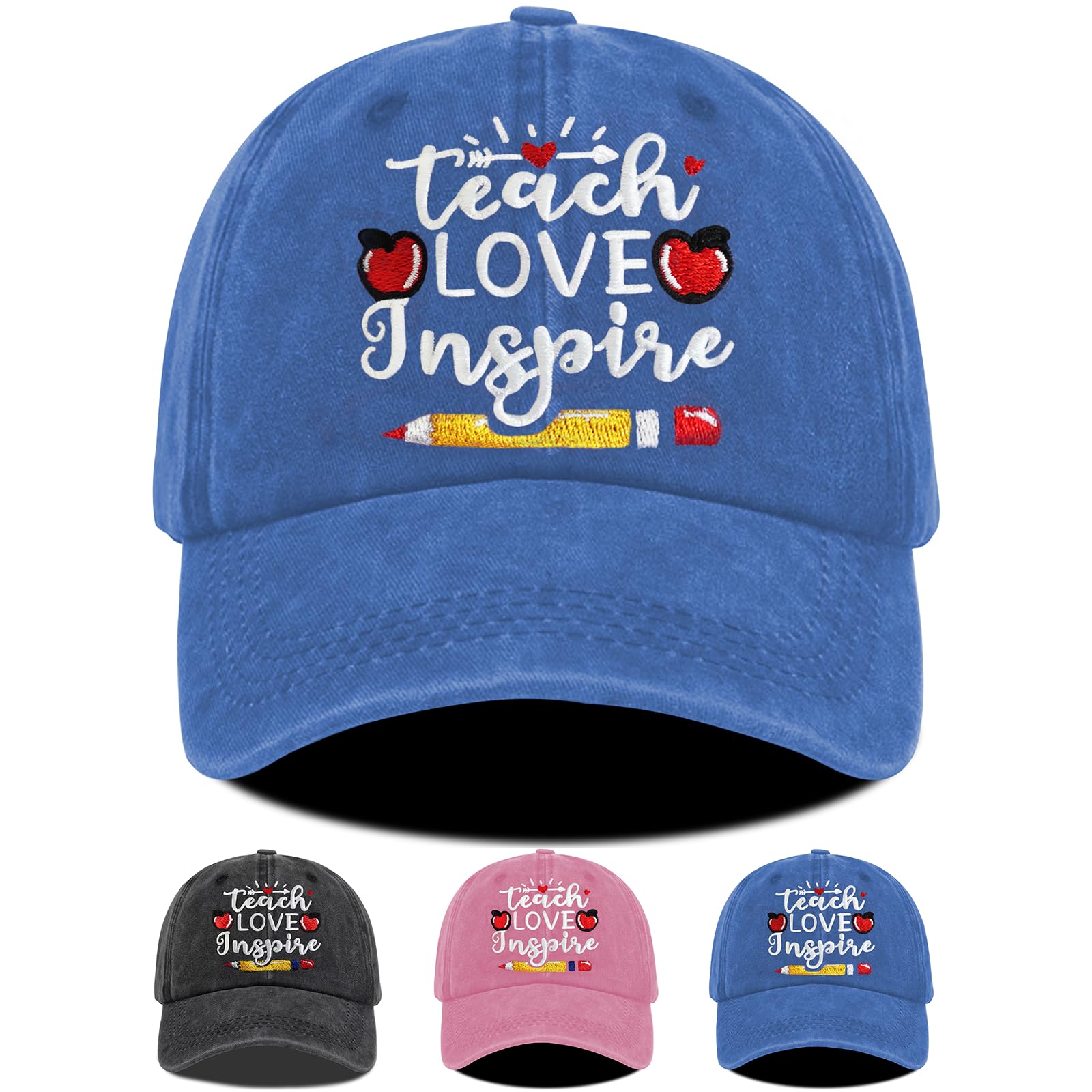 ZVUZVO Teacher Appreciation Gifts, Teacher Hat for Women Men, Adjustable Embroidered Teachers Baseball Cap for Valentines Christmas Graduation, Blue